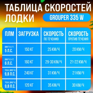 Лодка Grouper GR 335W (кокпит 80 см) НДНД (серо - красный) модель 2025 г