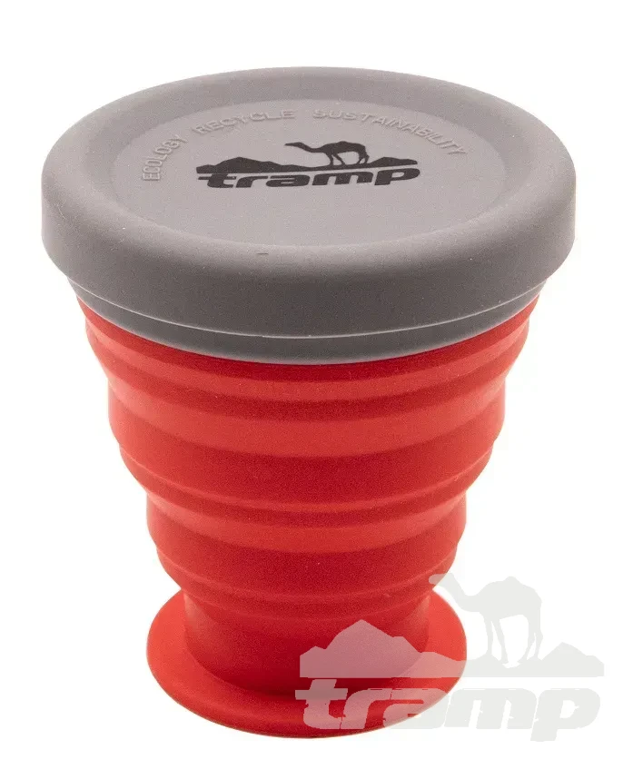 Походная посуда Стакан складной силиконовый Tramp с крышкой 200 ml TRC-126-terracotta