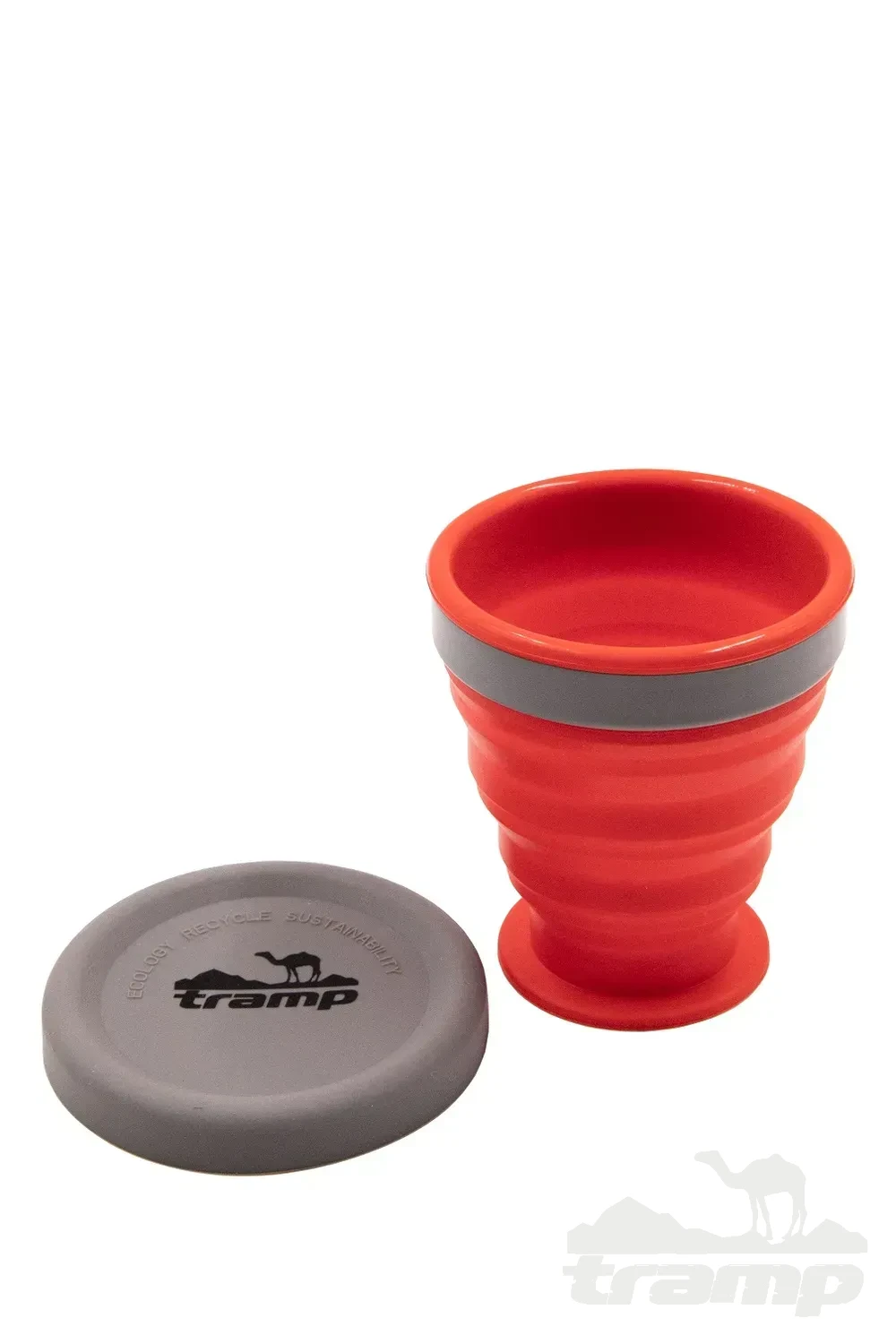 Походная посуда Стакан складной силиконовый Tramp с крышкой 200 ml TRC-126-terracotta