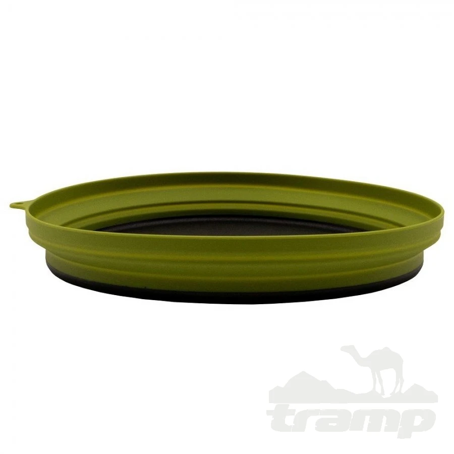 Походная посуда Tramp Тарелка силиконовая с пластиковым дном 1070 мл, TRC-124-olive