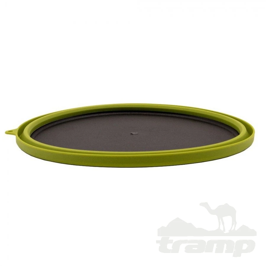 Походная посуда Tramp Тарелка силиконовая с пластиковым дном 1070 мл, TRC-124-olive