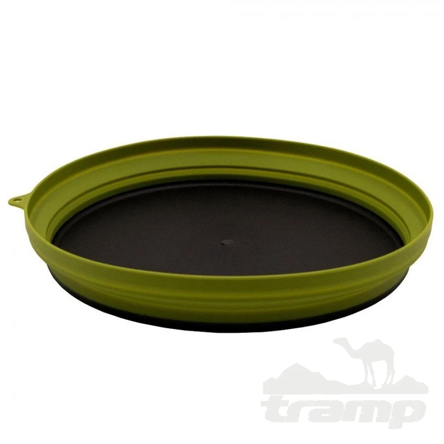 Походная посуда Tramp Тарелка силиконовая с пластиковым дном 1070 мл, TRC-124-olive