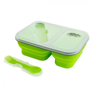 Контейнер силиконовый 2 отсека с ловилкой, 900 мл, TRC-090-olive