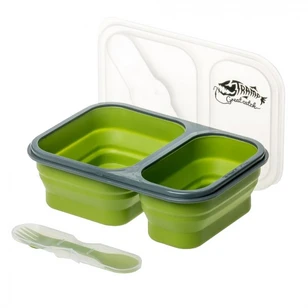 Контейнер силиконовый 2 отсека с ловилкой, 900 мл, TRC-090-olive