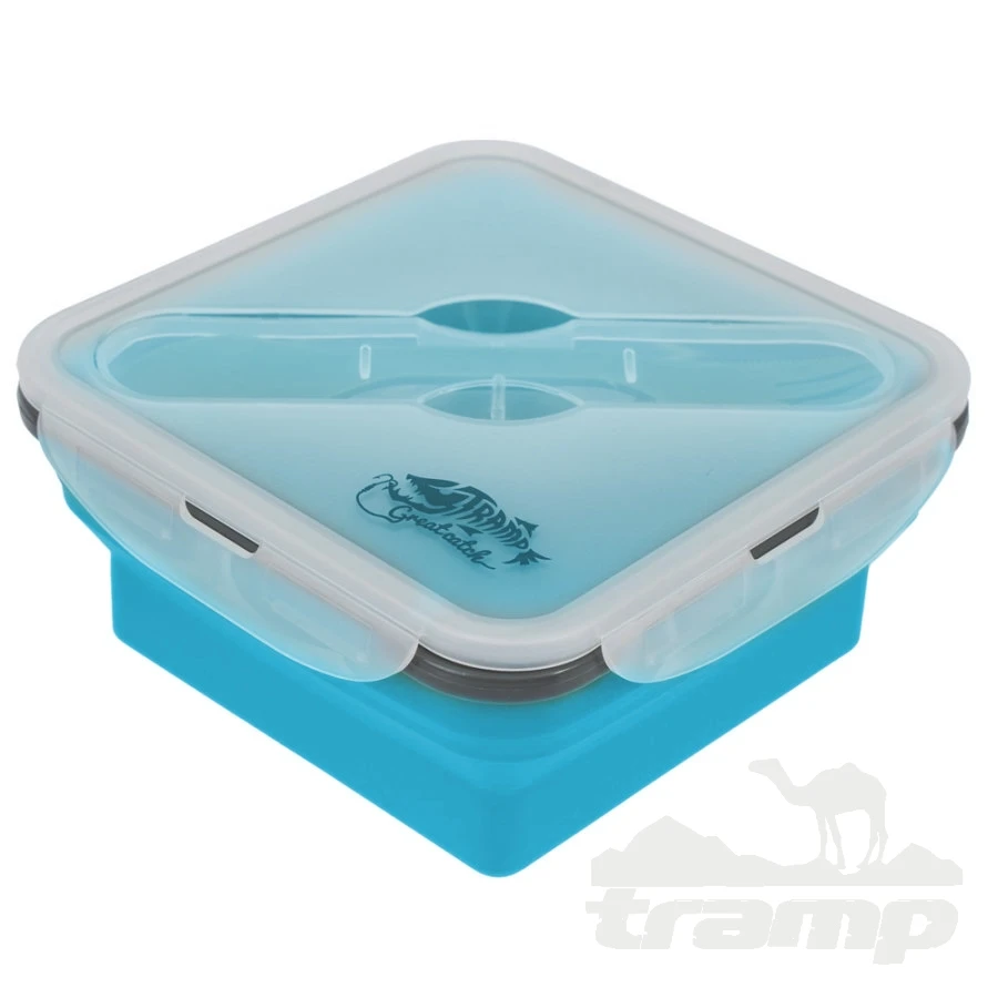 Походная посуда Контейнер Tramp силиконовый с ловилкой 1000 мл TRC-145-aquamarine