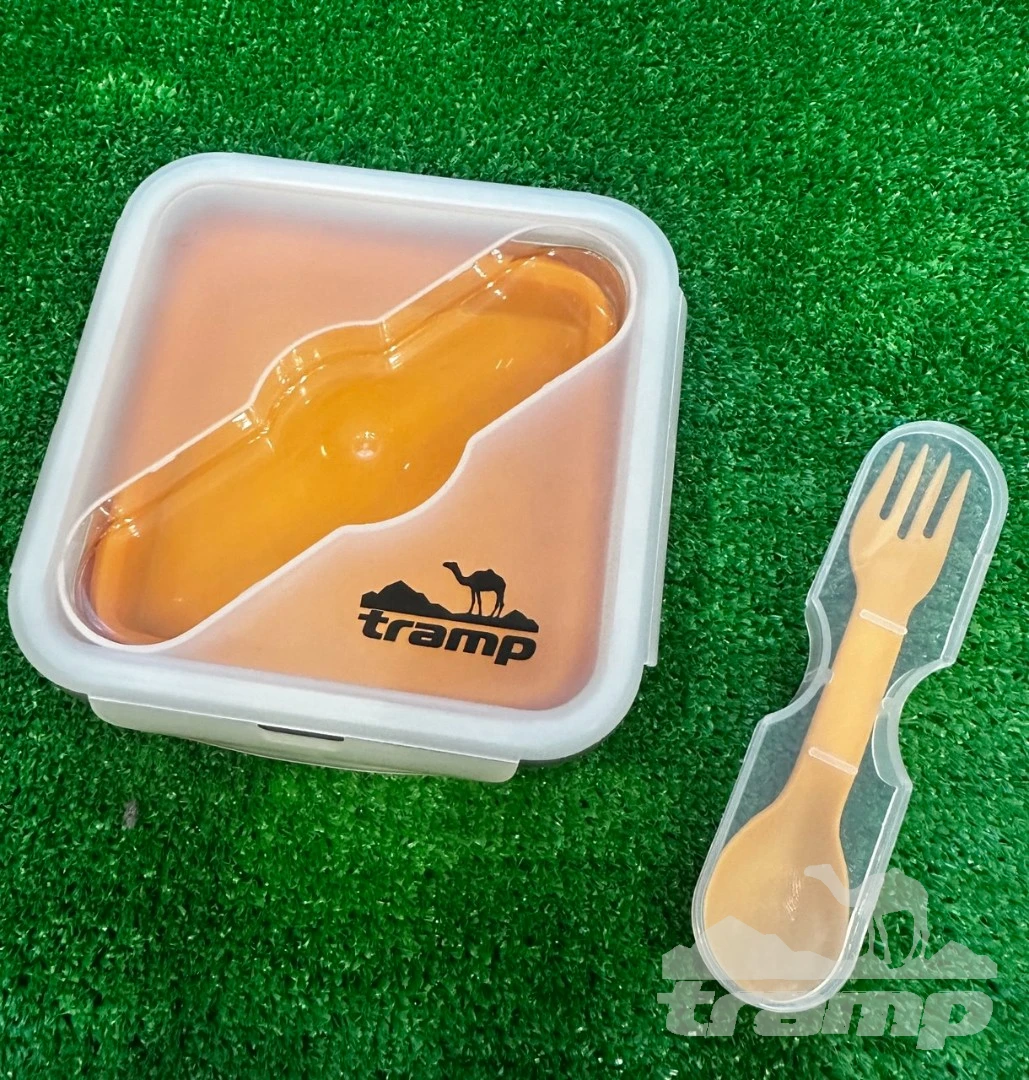 Походная посуда Контейнер силиконовый Tramp с ловилкой 1000 мл TRC-145-terracotta