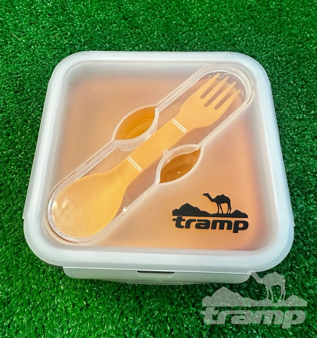 Походная посуда Контейнер силиконовый Tramp с ловилкой 1000 мл TRC-145-terracotta