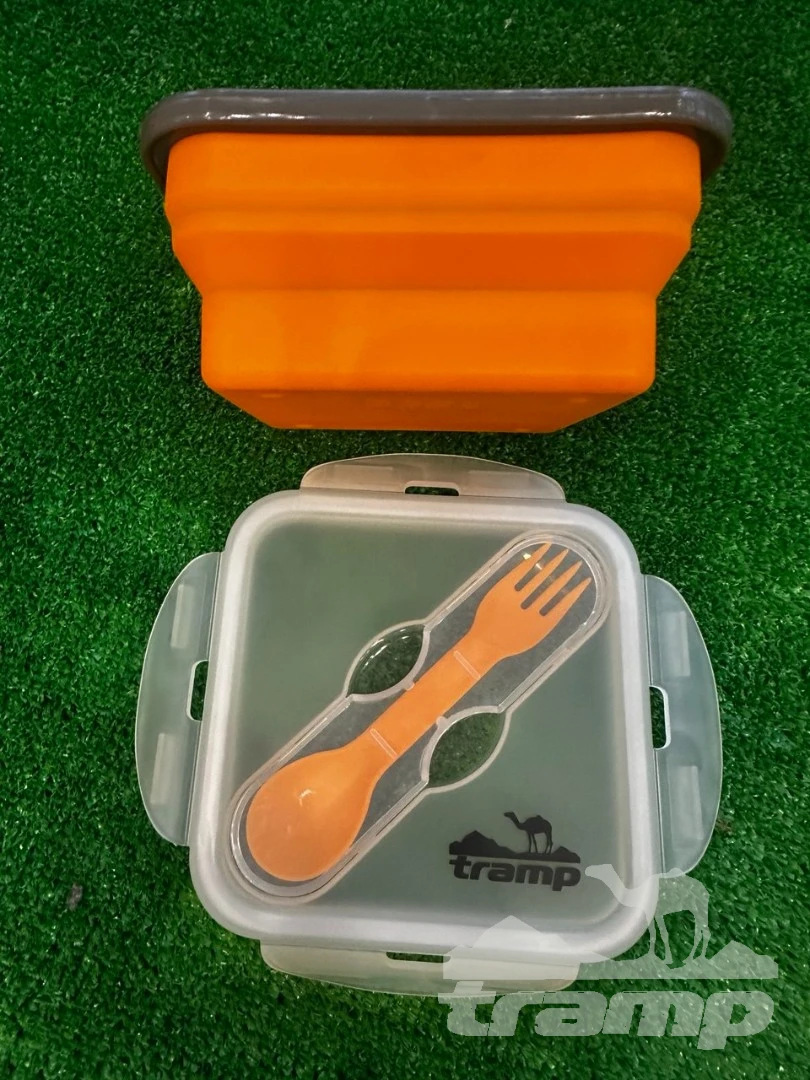 Походная посуда Контейнер силиконовый Tramp с ловилкой 1000 мл TRC-145-terracotta