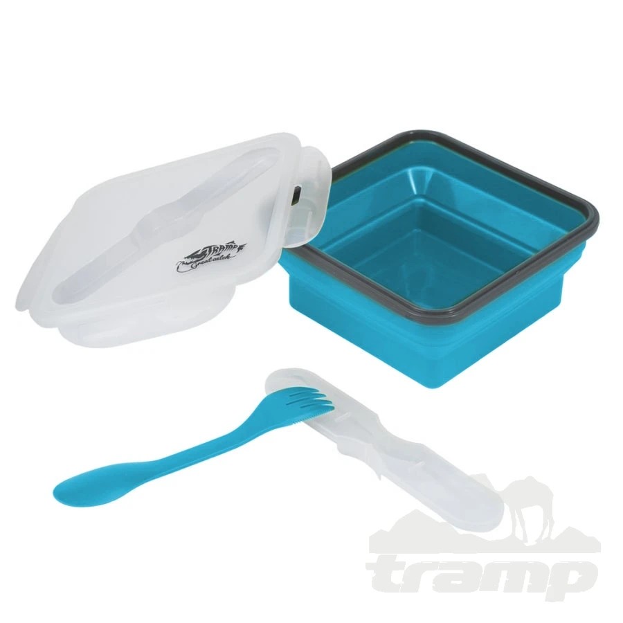 Походная посуда Контейнер силиконовый с ловилкой 400 мл Tramp TRC-144-aquamarine
