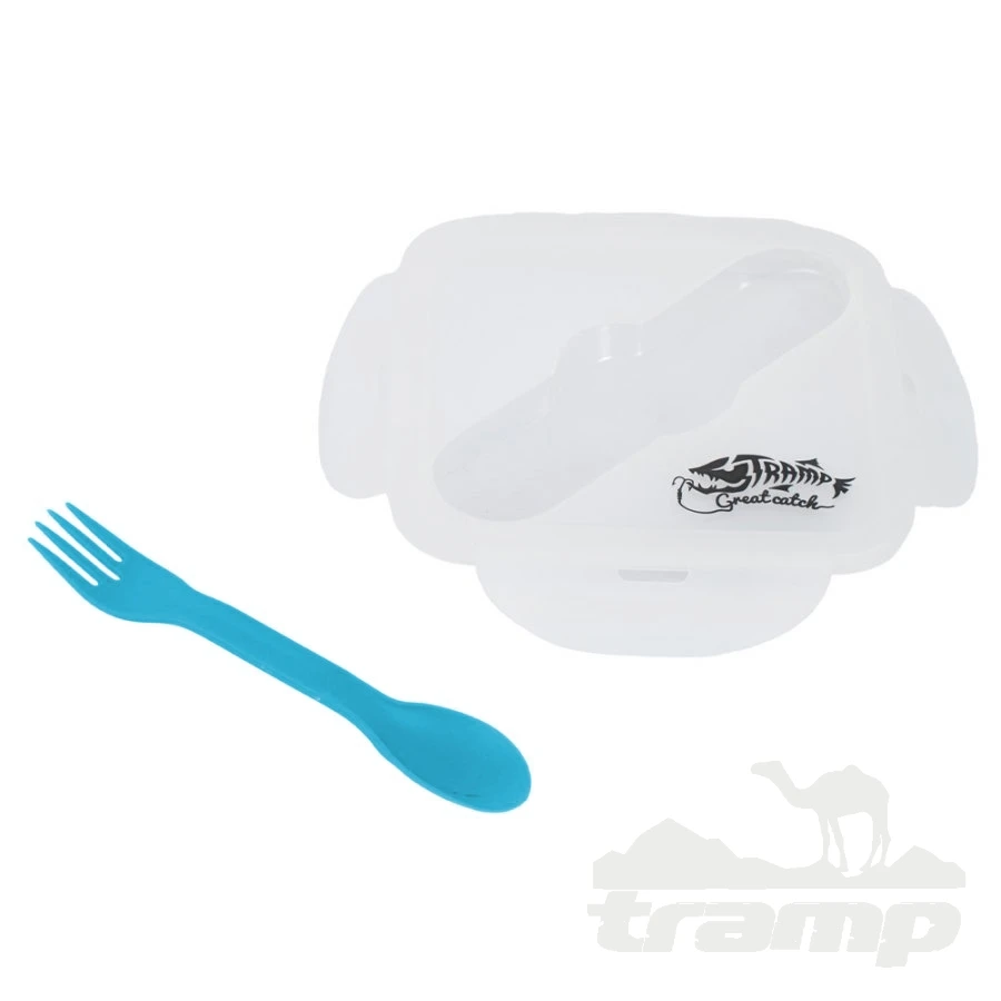 Походная посуда Контейнер силиконовый с ловилкой 400 мл Tramp TRC-144-aquamarine