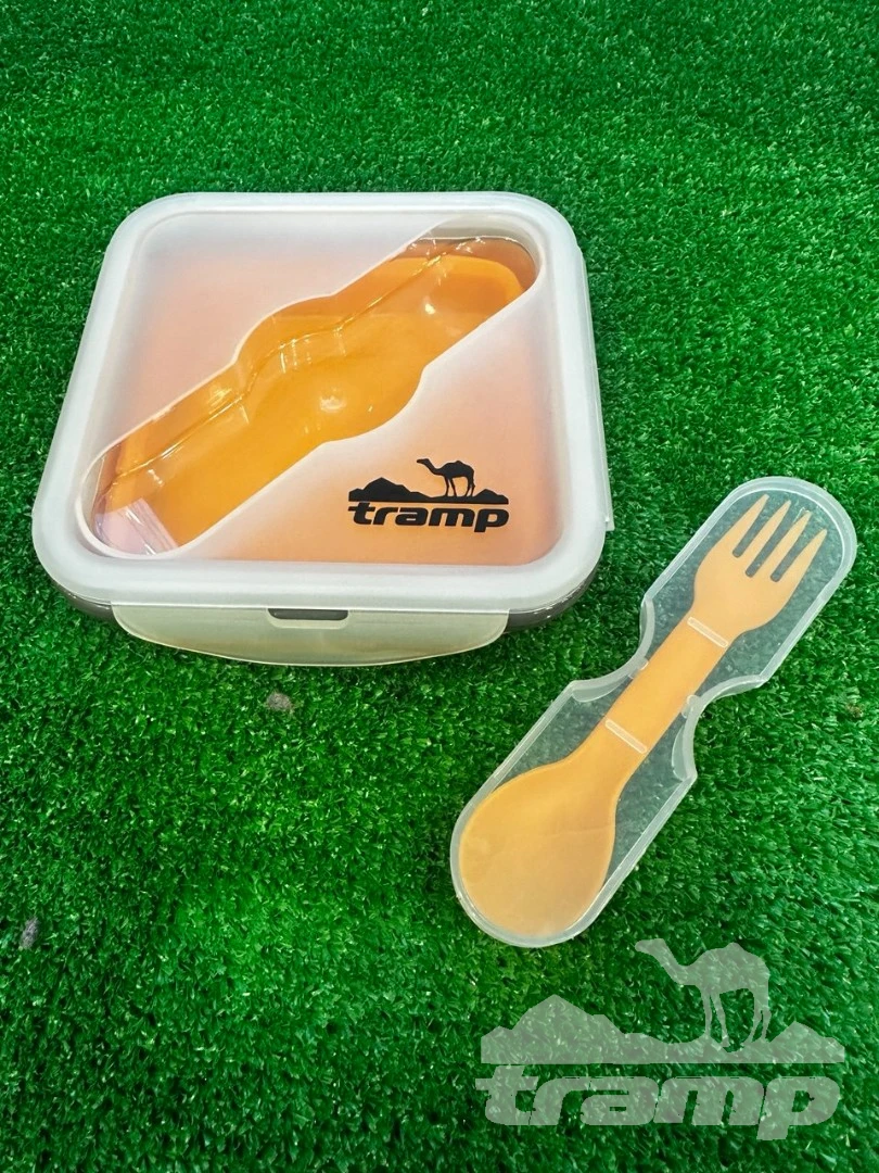 Походная посуда Контейнер силиконовый с ловилкой 400 мл Tramp TRC-144-terracotta
