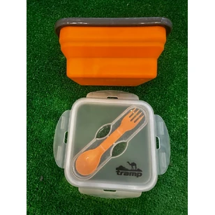 Контейнер силиконовый с ловилкой 400 мл Tramp TRC-144-terracotta