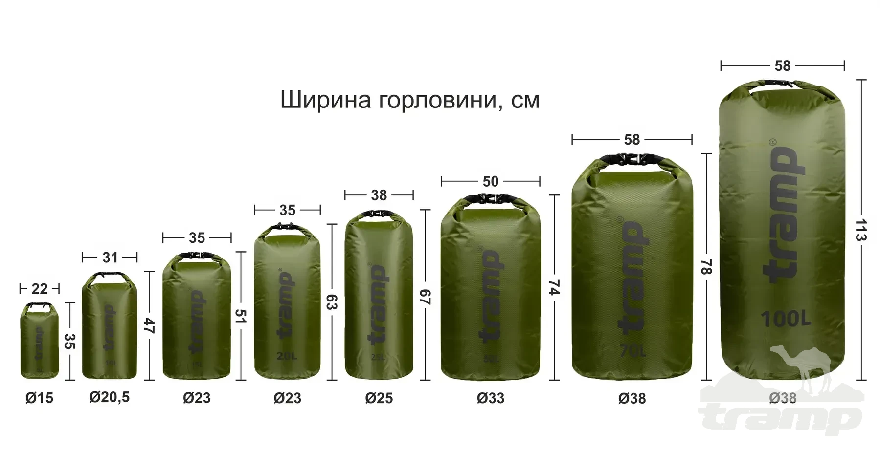 Гермоупаковка Tramp гермомешок ПВХ Diamond RipStop 100 л TRA-210-olive