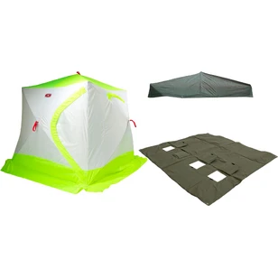 Зимняя палатка Медведь Куб 3 Люкс (2.1*2.1/1.9m) утеплённая (3-сл) + Пол (ткань Оксфорд 300D) + накидка