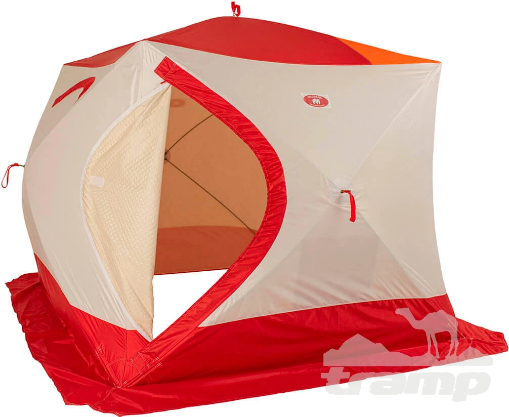 Палатки Зимняя палатка Медведь Куб 4 Люкс (2.3*2.3/2.0m) утеплённая (3-сл) + Пол (ткань Оксфорд 600D) + накидка