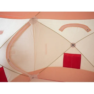 Зимняя палатка Медведь Куб 4 Люкс (2.3*2.3/2.0m) утеплённая (3-сл) + Пол (ткань Оксфорд 600D) + накидка