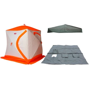 Зимняя палатка Медведь Куб 2 Люкс (1.8*1.8/1.8m) утеплённая (3-сл) + Пол (ткань Оксфорд 600D) + накидка