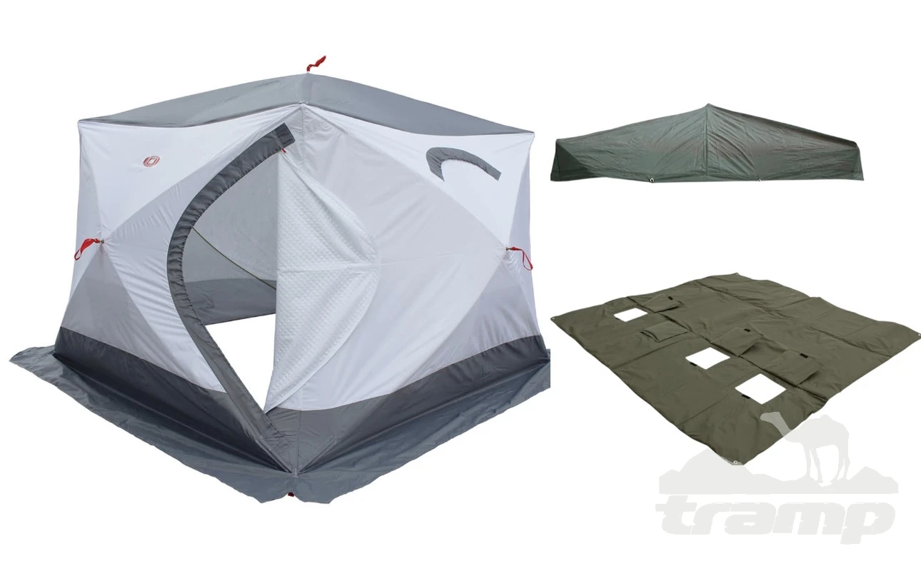 Палатки Зимняя палатка Медведь Куб 5 (2.5*2.5/2.0m) утеплённая (3-сл) + Пол (ткань Оксфорд 600D) + накидка