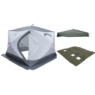 Зимняя палатка Медведь Куб 5 (2.5*2.5/2.0m) утеплённая (3-сл) + Пол (ткань Оксфорд 600D) + накидка
