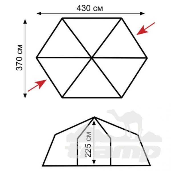 Шатрово-тентовая продукция Палатка-Шатер TRAMP LITE Mosquito Green 4.3х3.7х2.25 м (V2) + Съемный пол из терпаулинга