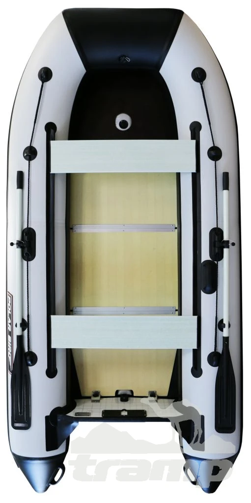 Лодки ПВХ Лодка Polar Bird 340М | Лайт | Пайол - стеклокомпозит | Чёрно-белый |