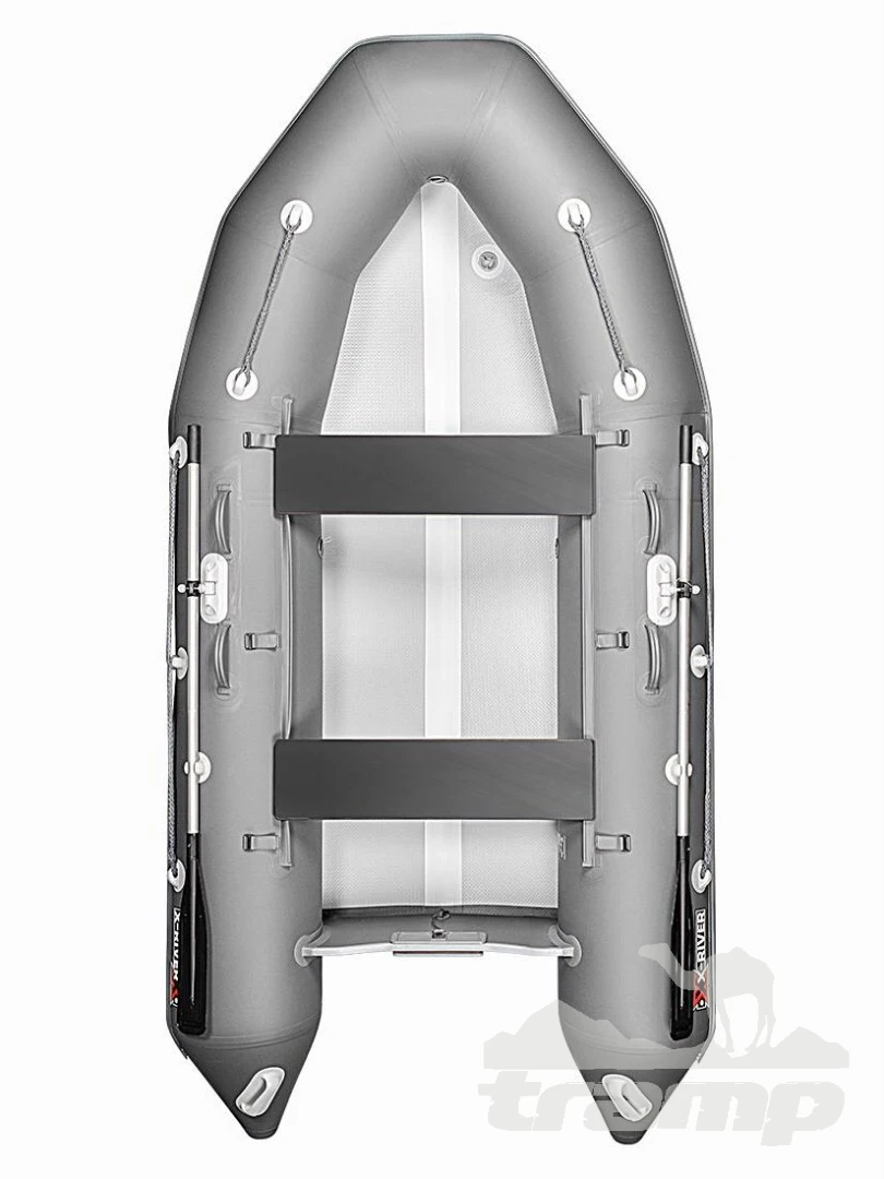 Лодки ПВХ Надувная ПВХ лодка X-River Rocky 335 (серый, белая фурнитура) + дублирование тканью ПВХ дна