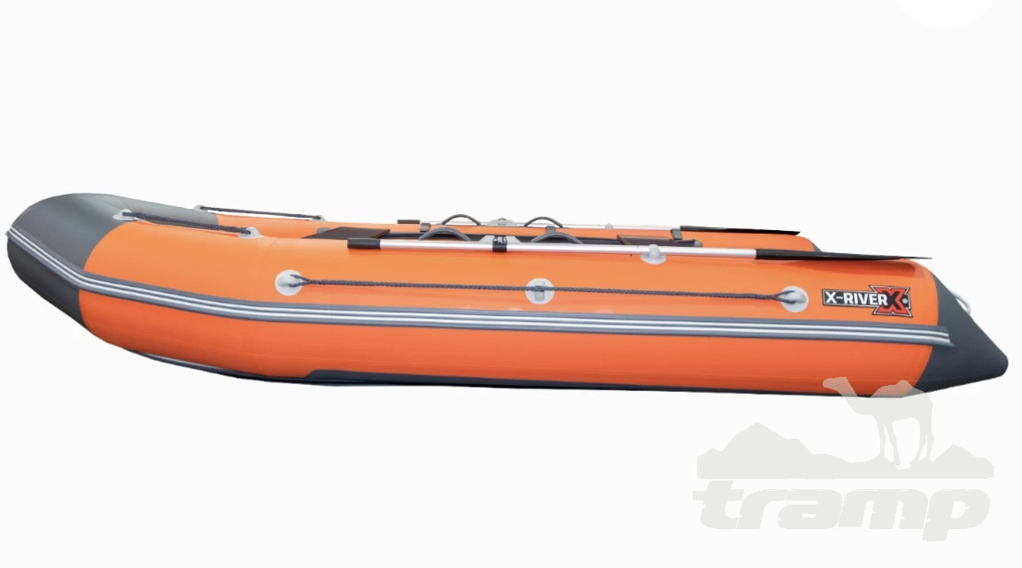 Лодки ПВХ Надувная ПВХ лодка X-River Rocky 355 (оранжевый, серая фурнитура) + дублирование тканью ПВХ дна