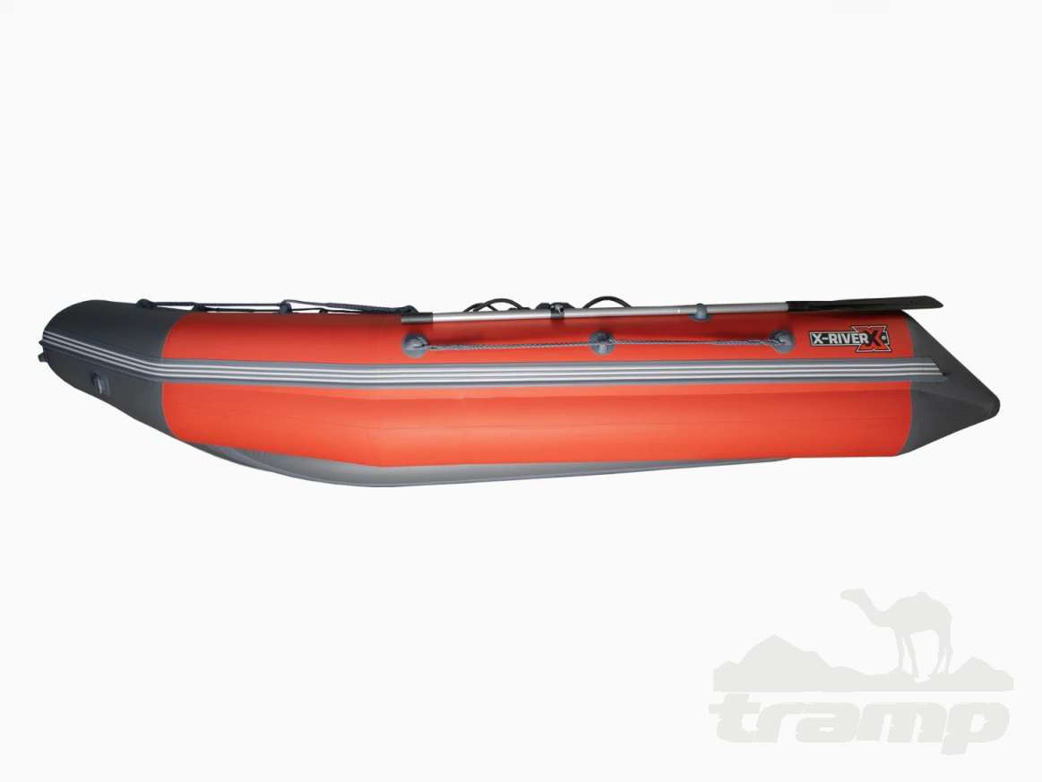 Лодки ПВХ Надувная ПВХ лодка X-River Mark 370 НДНД (красный , дно серое ,серая фурнитура)