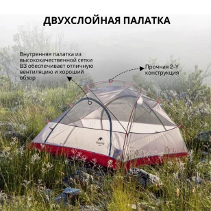 Палатка  Naturehike Star-river 2 20D | Cерая