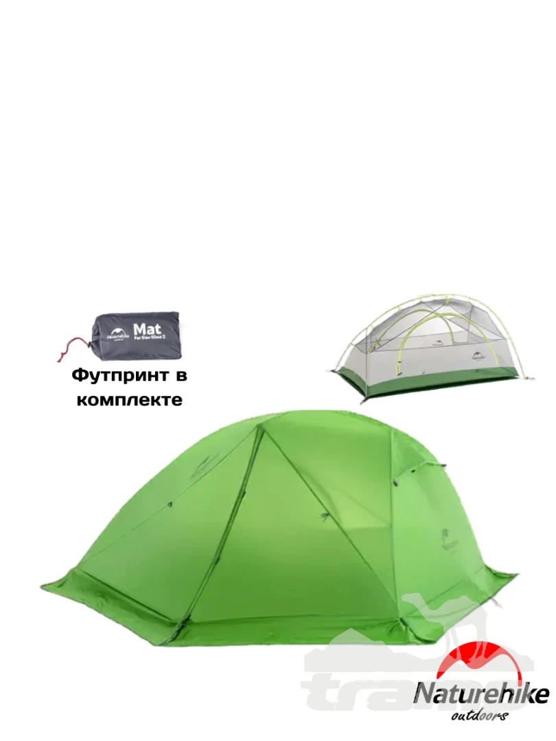 Палатки Палатка Naturehike Star-river 2 20D | Зеленая + футпринт