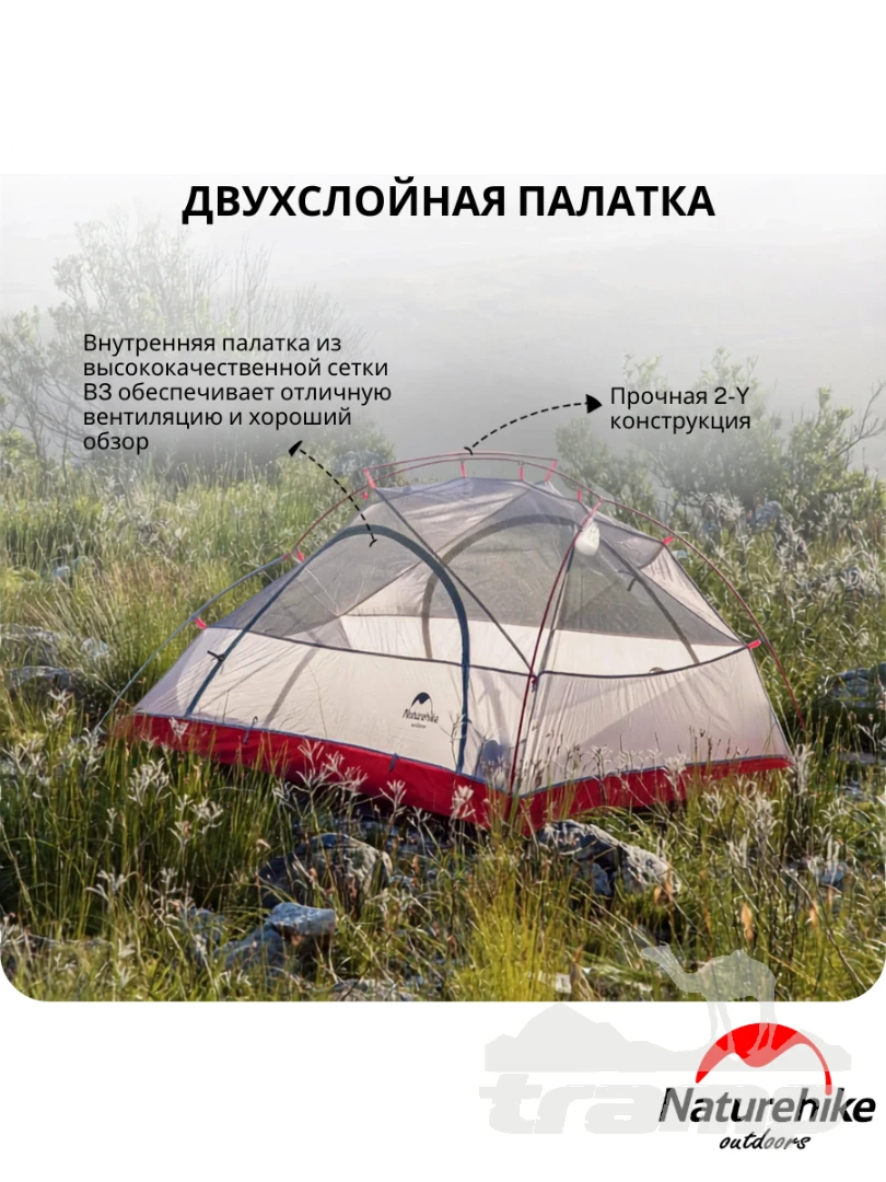 Палатки Палатка Naturehike Сloud up 2 20D | Серая + футпринт