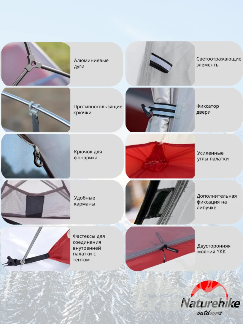 Палатки Палатка Naturehike Сloud Up 1 20D | Серая + футпринт