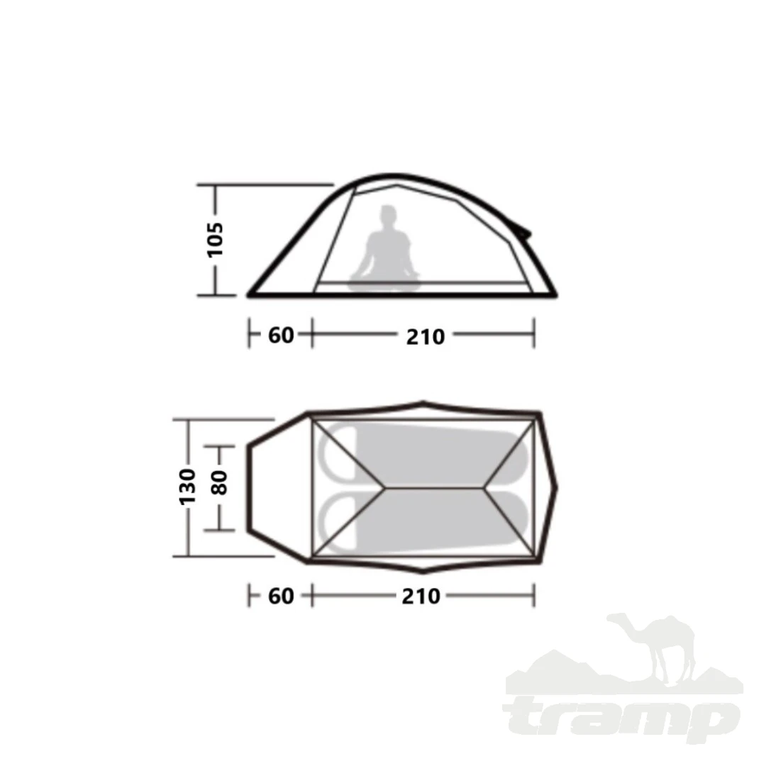 Палатки Палатка Naturehike Cloud up 2 Base 210T | Оранжевая + футпринт