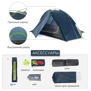 Палатка Naturehike Tagar 2 20D | Синий + футпринт