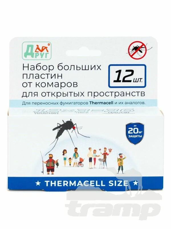 Защита от насекомых Набор больших (Thermacell) пластин ДРУГ от комаров для открытого пространства (12 штук)