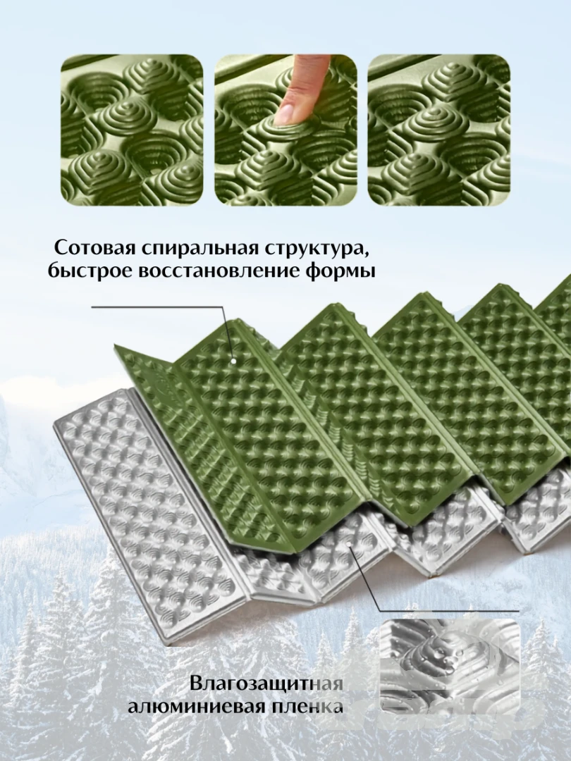 Коврики, подушки, сидушки туристические Коврик Naturehike Troues | R2.6 Egg Nest Large | 2.3 см толщина | увеличенный | зеленый