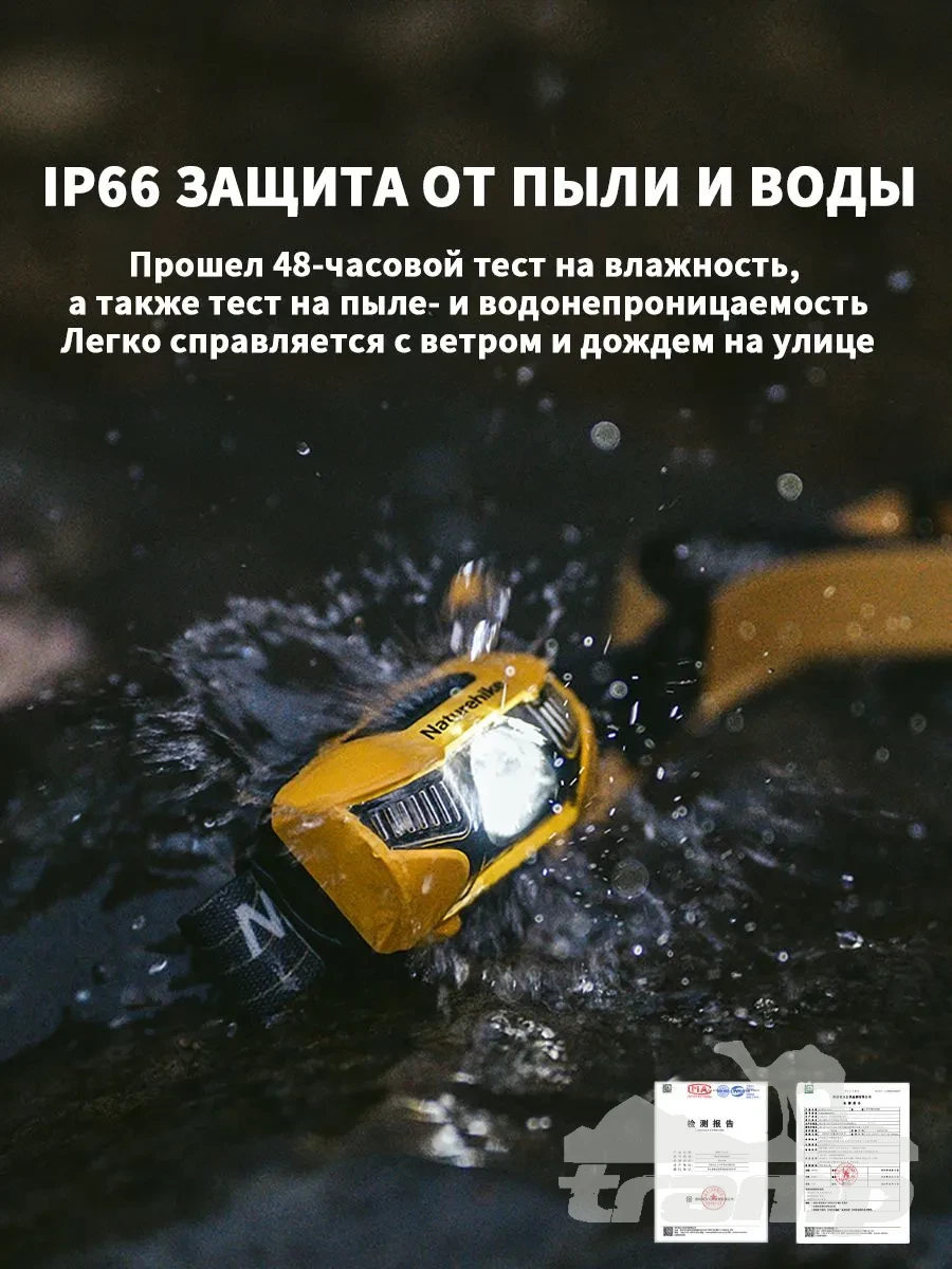 Фонари туристические Налобный фонарь Naturehike 210 Лм | Желтый