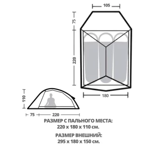 Палатка Naturehike Cloud up 3 Base 210T | Оранжевая + футпринт