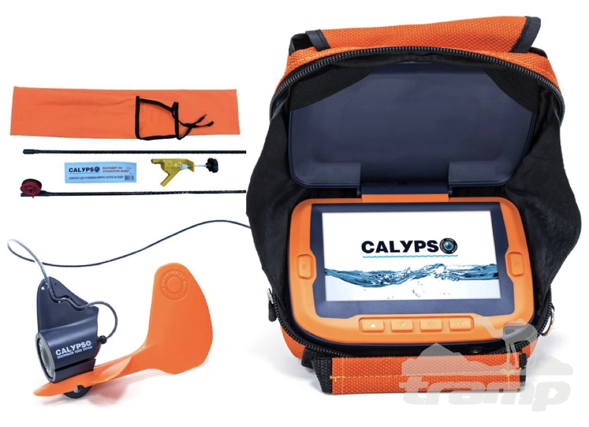 Подводные камеры для рыбалки Подводная видео-камера CALYPSO UVS-03 PLUS с функцией записи + Комплект для установки камеры CALYPSO на лодку