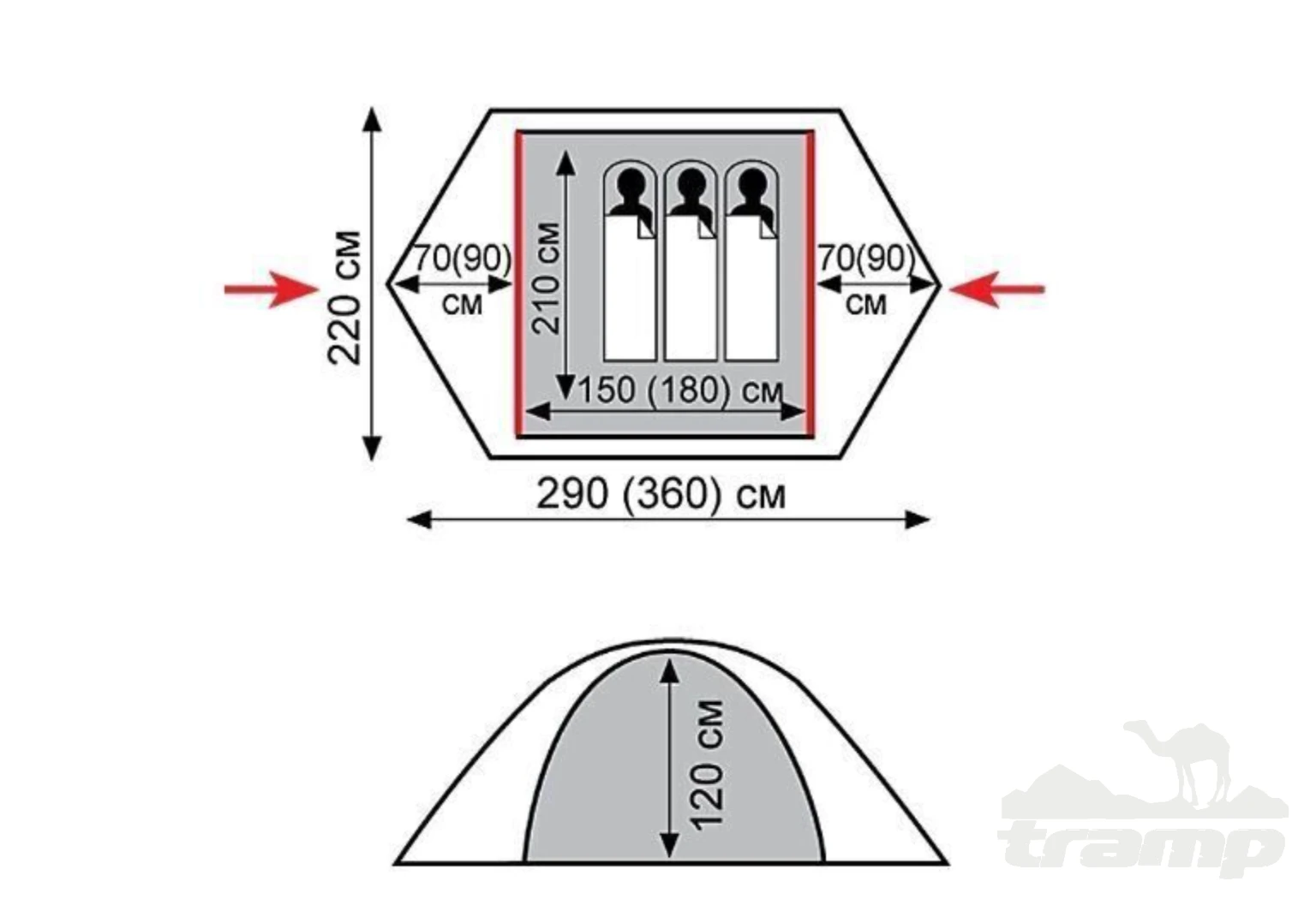 Палатки Палатка Экспедиционная Tramp Peak 3 Green (V2)