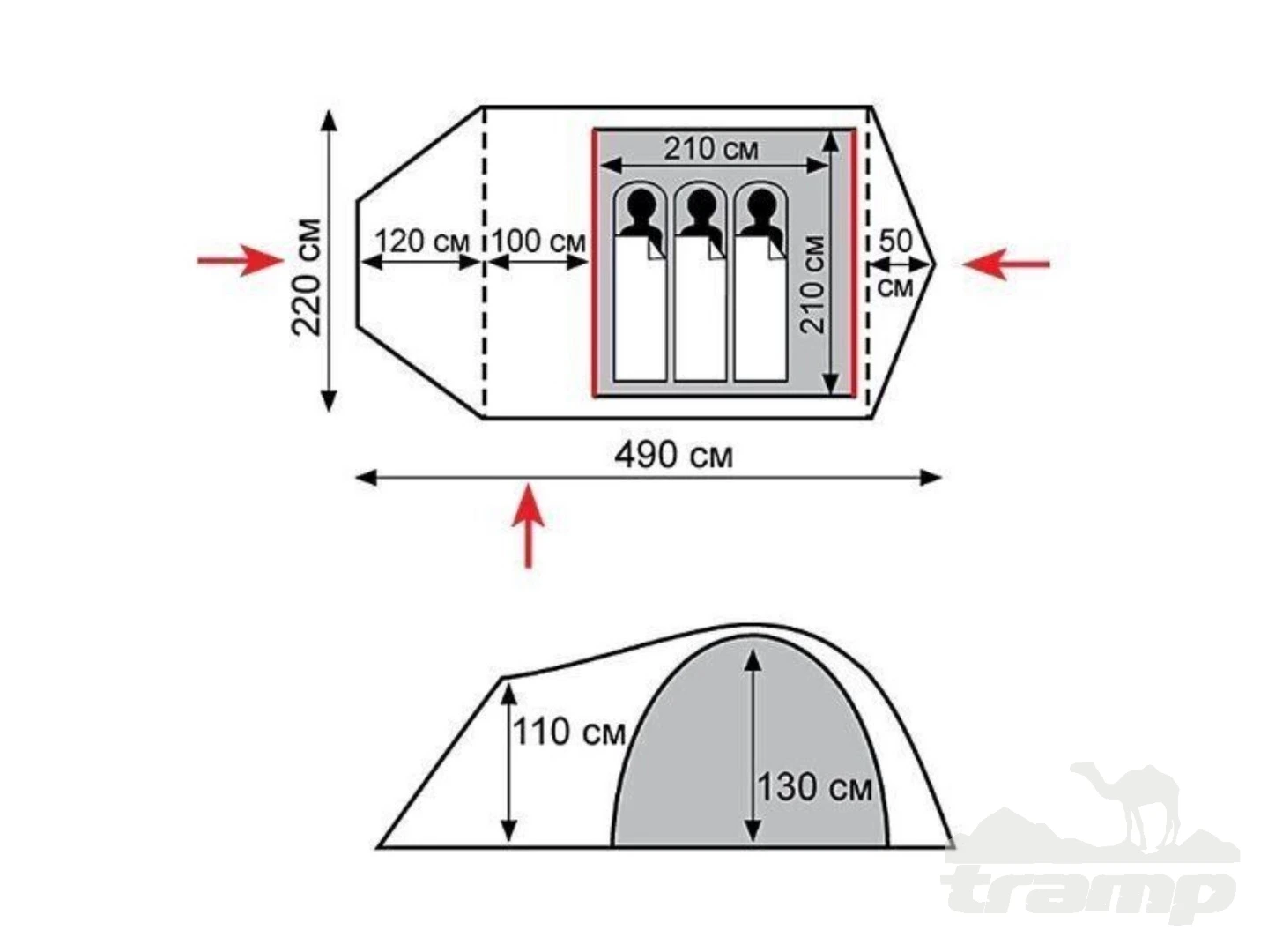 Палатки Палатка Экспедиционная Tramp Cave 3 Green (V2)