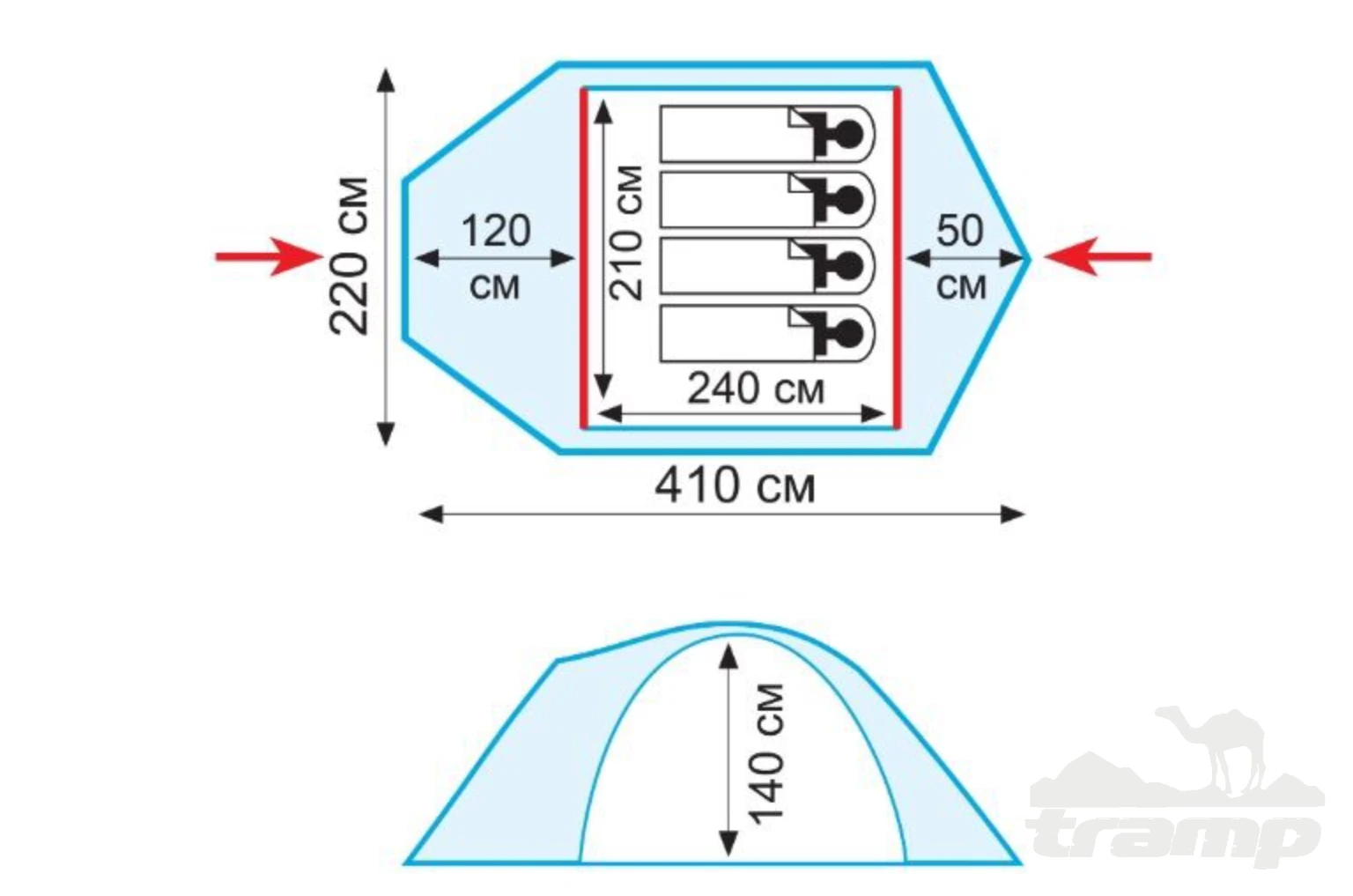 Палатки Палатка Универсальная Tramp Stalker 4 ALU (V2)