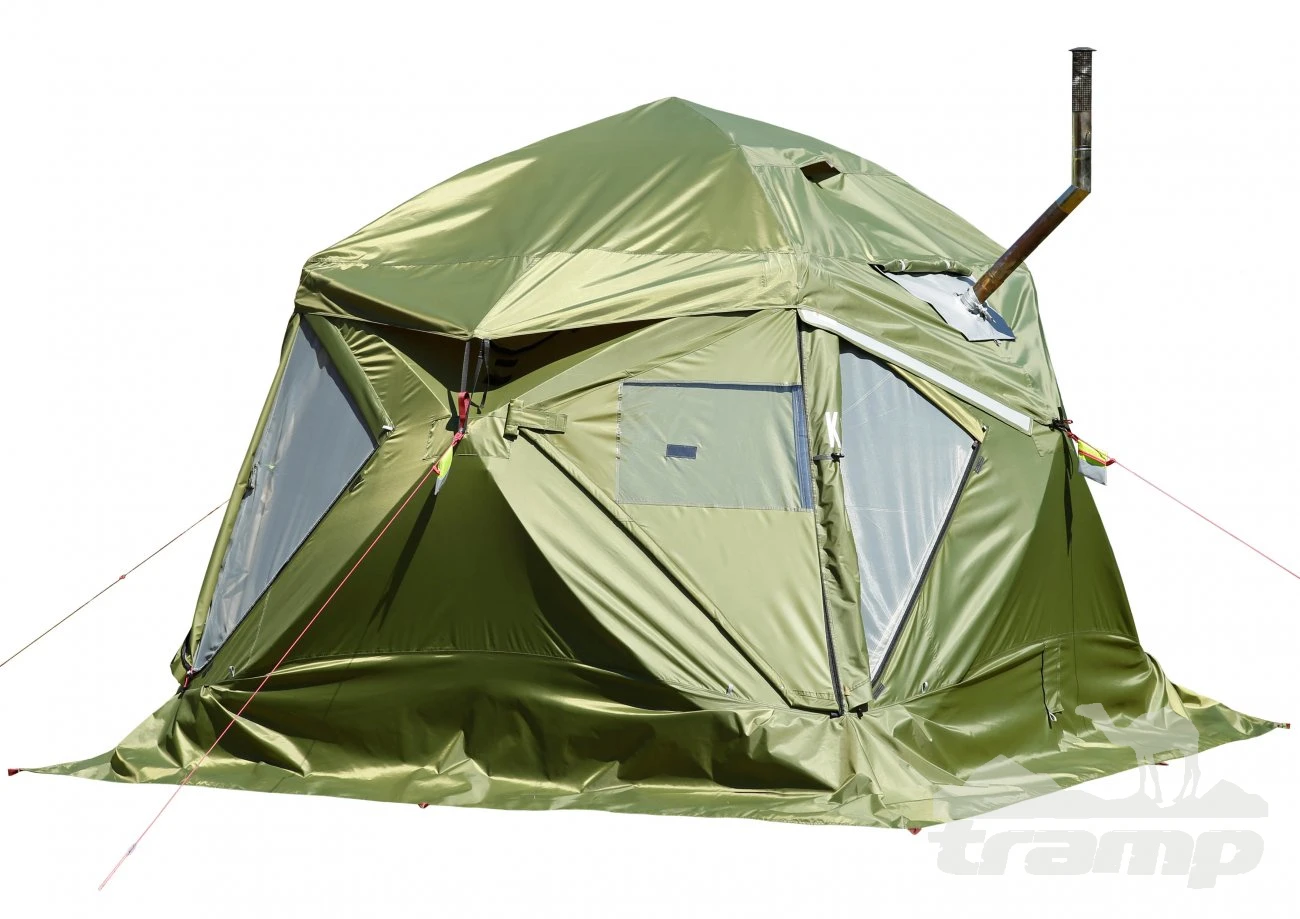 Палатки Всесезонная Универсальная палатка Лотос КубоЗонт 4-У Компакт (260х260/215 см) + Гидродно + Пол Утеплённый