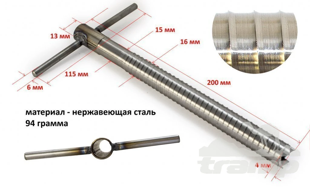 Комплектующие для палаток Ввертыш нержавейка для палатки (неподвижная ручка) 16х1,5х200 мм