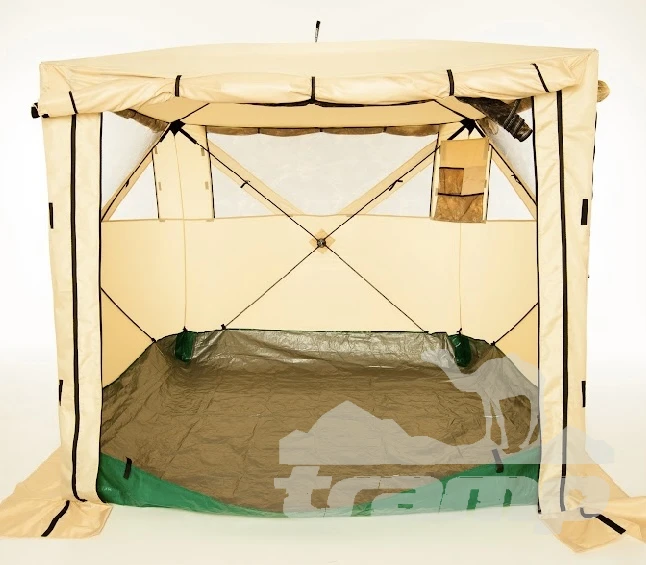 Шатрово-тентовая продукция Палатка - Шатер Пингвин Премиум Кемпинг 4 КМФ (215х215/210 см) + Гидро Пол