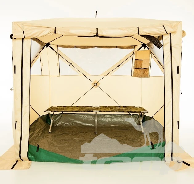 Шатрово-тентовая продукция Палатка - Шатер Пингвин Премиум Кемпинг 4 КМФ (215х215/210 см) + Гидро Пол