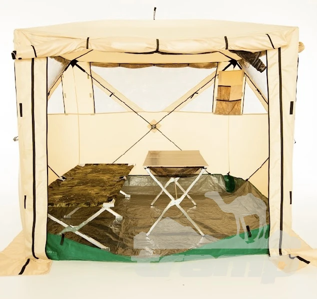 Шатрово-тентовая продукция Палатка - Шатер Пингвин Премиум Кемпинг 4 КМФ (215х215/210 см) + Гидро Пол