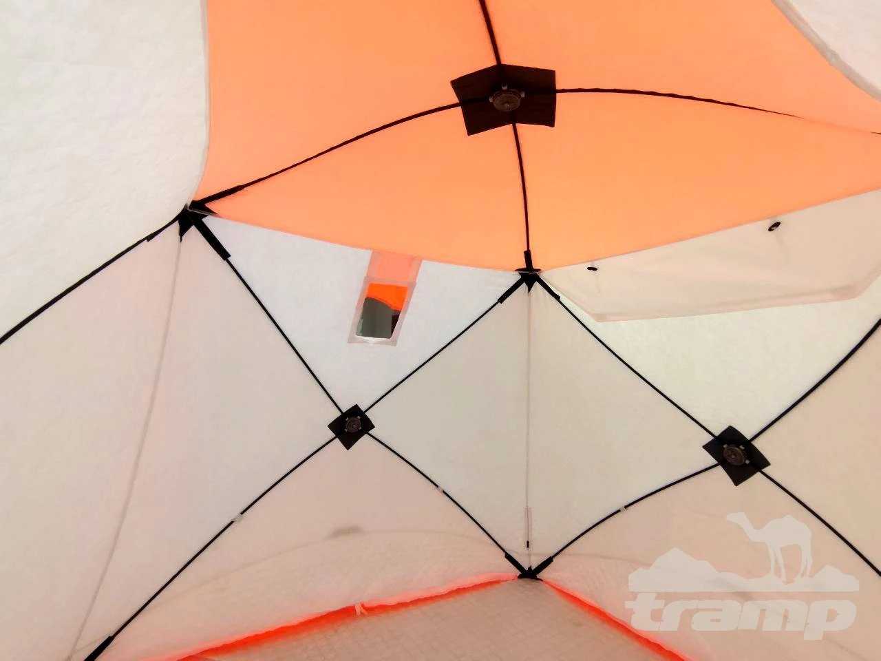 Палатки Зимняя палатка Пингвин Mr. Fisher 201 SТ ТЕРМО (3-сл, термостежка) с юбкой 200*200/180 (бело-оранжевый) + чехол