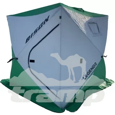 Палатки Палатка рыболовная Bison Legend 2 трехслойная (Куб 200см*200см*210см), бело/зеленая