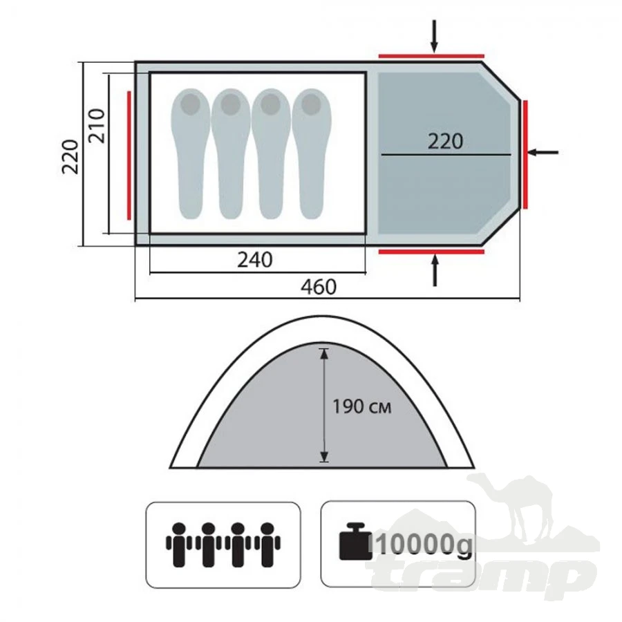 Палатки Палатка Кемпинговая Tramp Anaconda 4 Sand (V2)